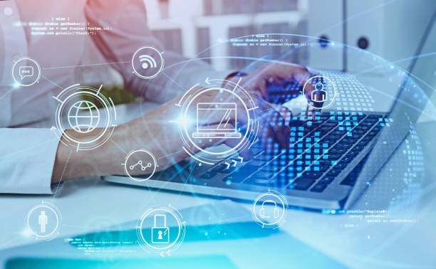 istock Woman hands typing, online business interface 1225625874