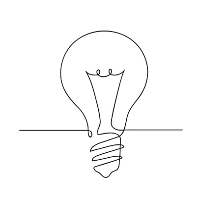 Light bulb symbol. Idea Concept. Continuous line art drawing. Hand drawn doodle vector illustration in a continuous line. Line art decorative design