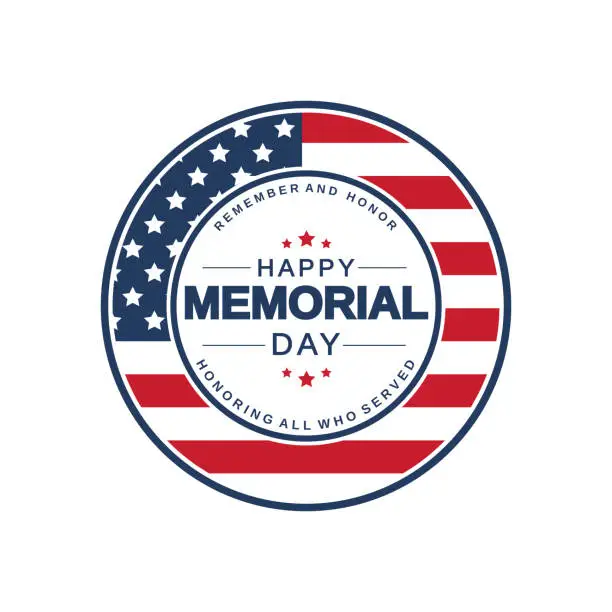 Vector illustration of Memorial Day badge. Remember and honor. Vector