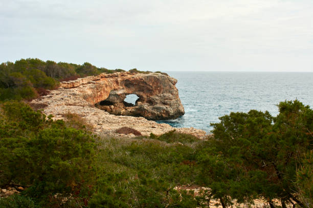 istock milestone, in Cala Sanau, Majorca, Balearic Islands 1225636576