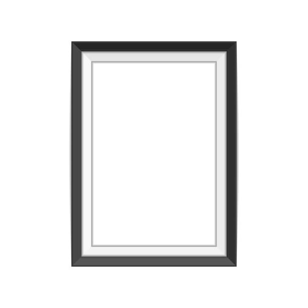 Realistic picture frame. Realistic photo frame template isolated on white background. Black, blank picture frames for A4 image or text. Modern design element for you product mock-up or presentation. Vector illustration EPS 10 boarding photos stock illustrations