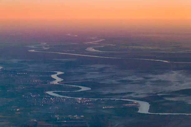 Aerial view landscape scene from