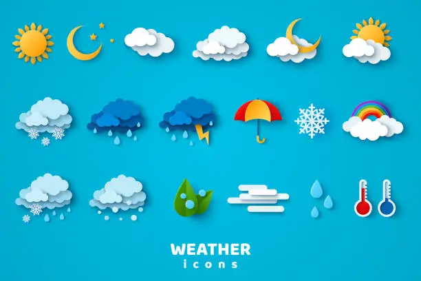 Vector illustration of Weather icons set