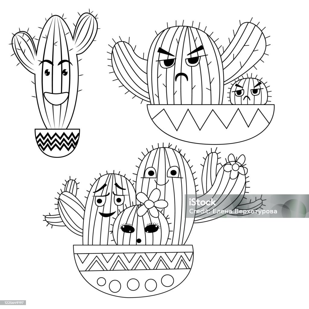 Ilustración de Moderno Divertido Libro Para Colorear Cactus Gran Diseño Para  Cualquier Propósito Icono De Garabato En Telón De Fondo Blanco Dibujo De  Líneas Ilustración De Garabatos Patrón Esquema Dibujo Animado Cactus