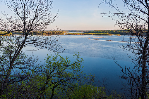 overlooking spring lake and river valley from atop bluffs