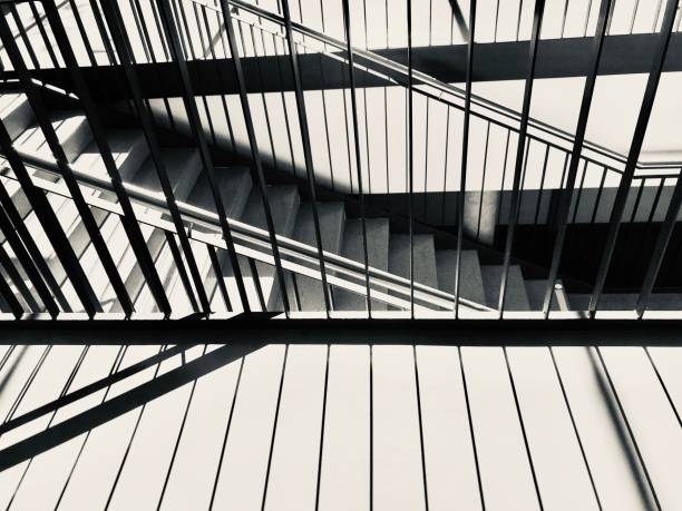 patrones de línea arte de imagen de fotografía abstracta - focus on shadow staircase industry shadow fotografías e imágenes de stock