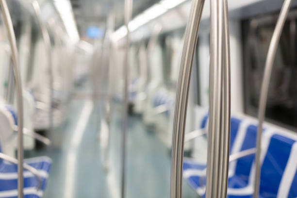 istock Empty chairs in subway train during COVID 19 pandemic 1225656888