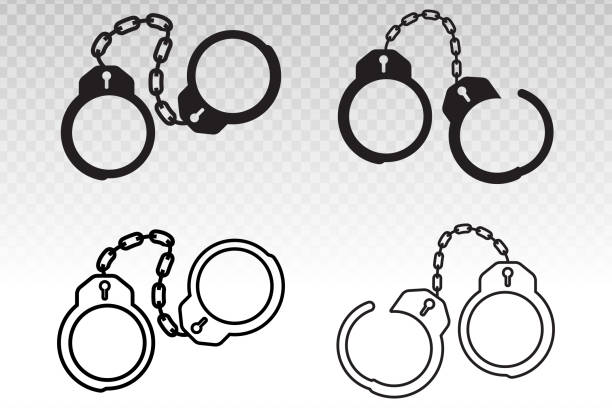 앱 또는 웹 사이트에 대한 경찰 수갑 평면 아이콘 - handcuffs stock illustrations