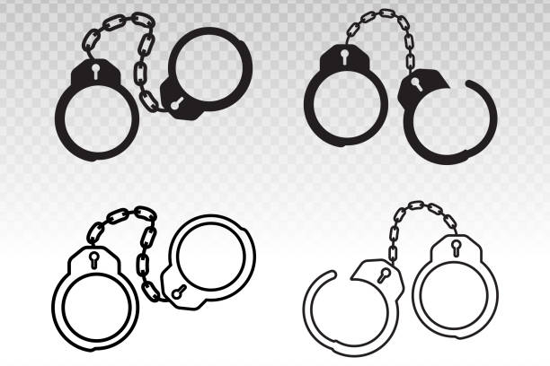 policyjne kajdanki płaska ikona dla aplikacji lub strony internetowej - handcuffs stock illustrations