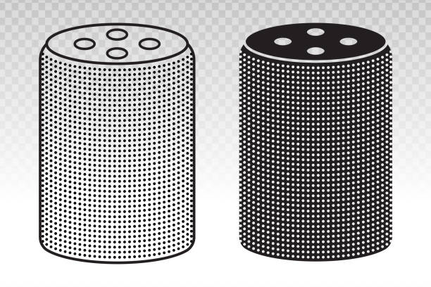 디지털/ 가상 도우미가 있는 스마트 홈 스피커 아이콘 - bluetooth stock illustrations