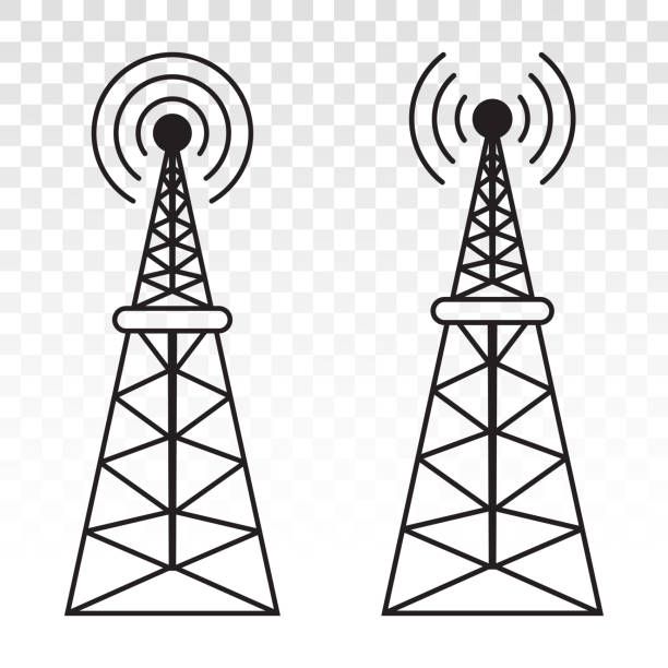 Radio signal broadcast tower or mast antenna icon Radio signal broadcast tower or mast antenna icon radio clipart stock illustrations