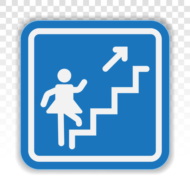ilustrações de stock, clip art, desenhos animados e ícones de stairs steps / staircase or stairwell sign line art vector icon for apps or website - escalator shopping mall shopping transparent