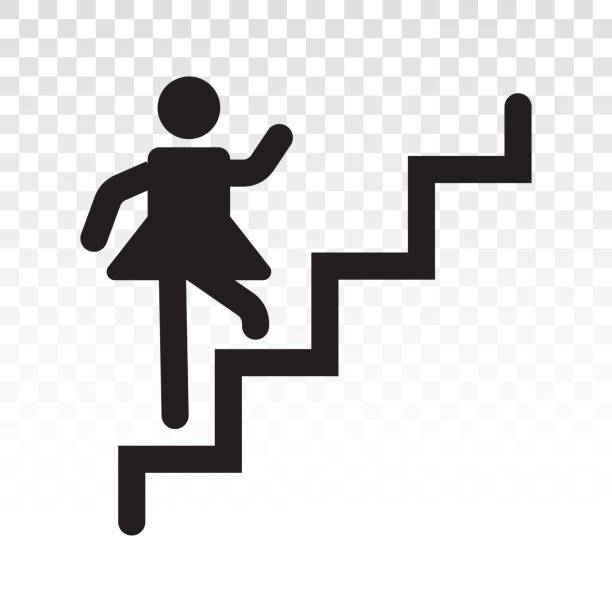 ilustrações de stock, clip art, desenhos animados e ícones de stairs steps / staircase or stairwell sign line art vector icon for apps or website - escalator shopping mall shopping transparent