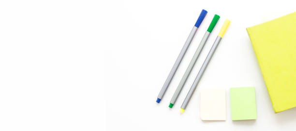 istock Pencil and sticker on white background 1225666269