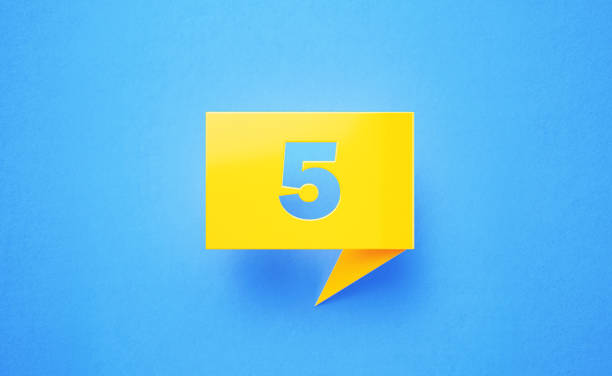 istock Number Five Written Yellow Chat Bubble on Blue Background 1225668230