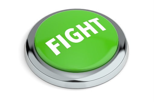 Green Fight Button Isolated on White Background 3D Render