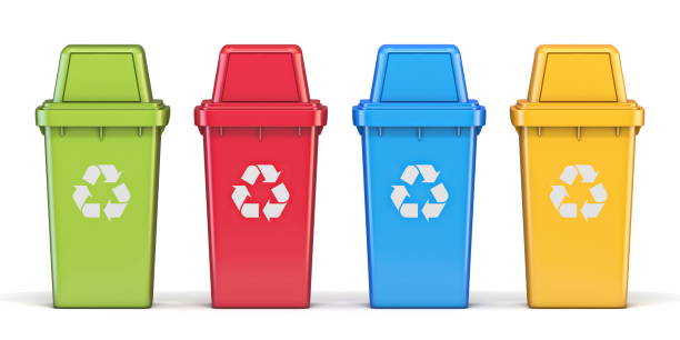 istock Four colorful recycle bins Front view 3D 1225674258