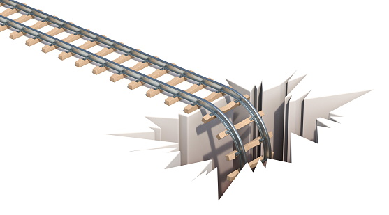 Railway crash concept 3D render illustration isolated on white background