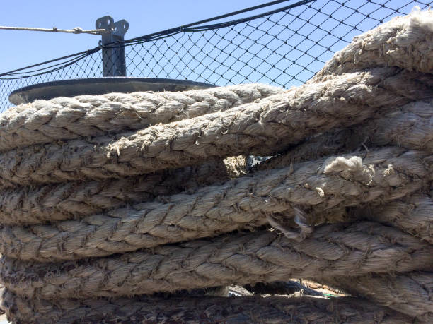 istock Rope large braided mooring line for ships boat background element 1225674470