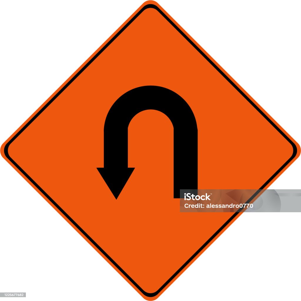 Utour Sign Example Warning Sign With Uturn Symbol Stock Illustration - Download Image Now ...