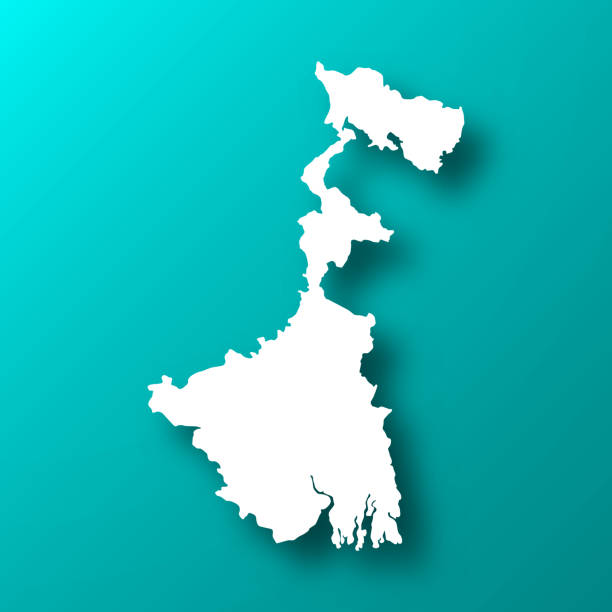 mapa bengalu zachodniego na niebieskim zielonym tle z cieniem - bengal zachodni stock illustrations