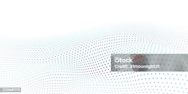 Abstract Wavy Halftone Dots Background - Arte vetorial de stock e mais imagens de Plano de Fundo - Plano de Fundo, Plano de fundo abstrato, Sarapintado