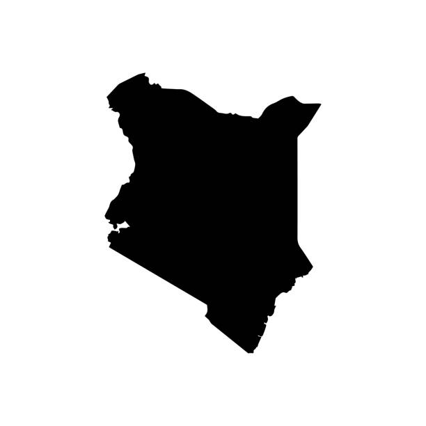 케냐지도 실루엣 국가 아프리카지도 일러스트 벡터 아프리카 흰색 배경에 고립 - 케냐 stock illustrations