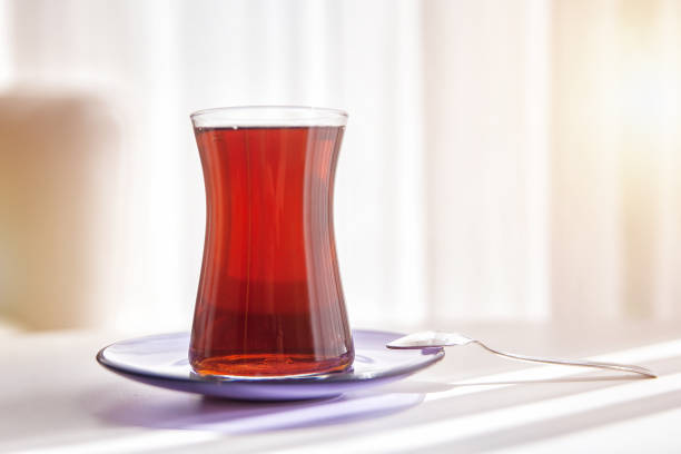 istock Blacktea served on coffee table with tea glass 1225686267