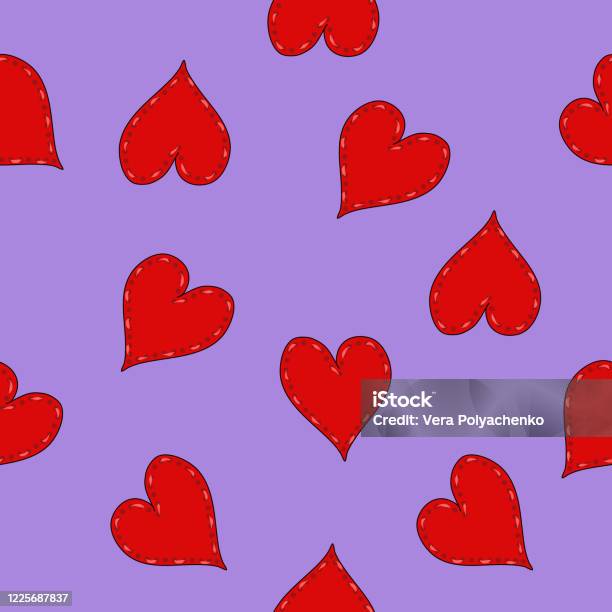 Red Heart Repeating Abstract Patterns Red Heart Vector Seamless Pattern Background Art Continuous Love ...