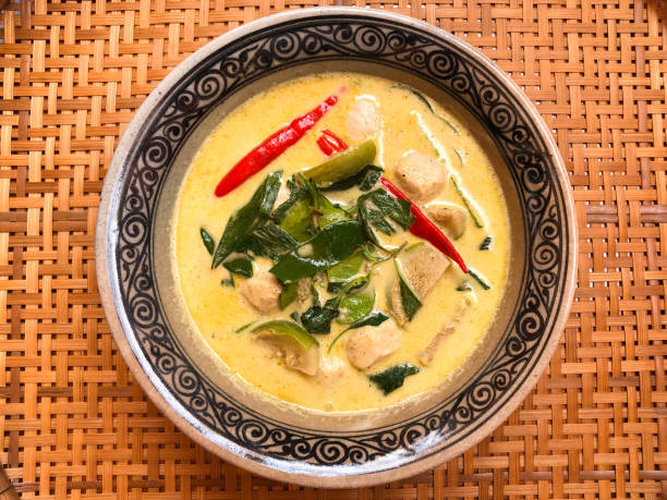 istock Thai green curry in a Thai bolw pottery 1225688200