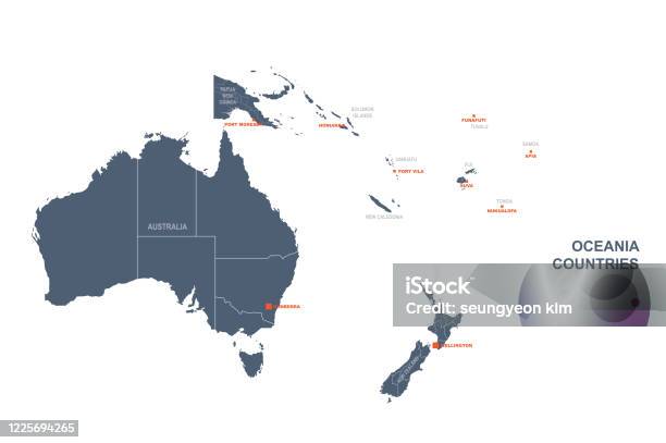 Detailed Oceania Countries Map Oceania Country Vector Map Stock Illustration - Download Image Now