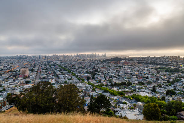 Cloudy sunrise from Bernal Heights Park in San Francisco