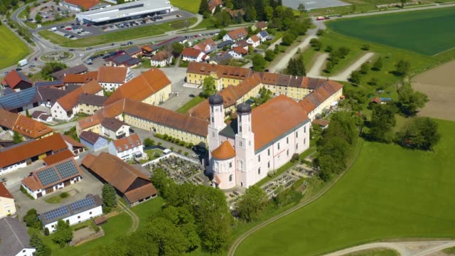 Aerial view of the village and monastery Oberalteich