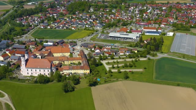 Aerial view of the village and monastery Oberalteich