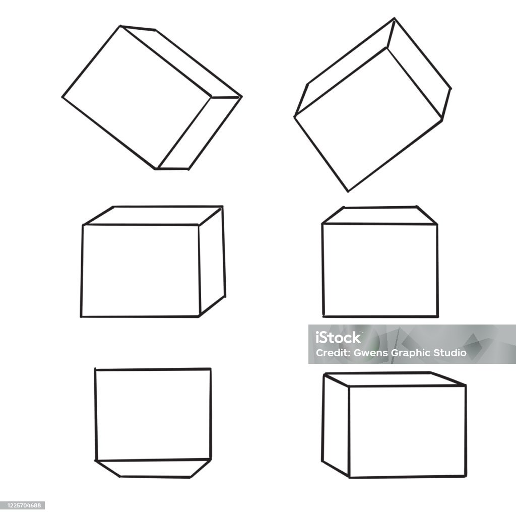 Mô Hình Hộp Vẽ Tay Hộp Bao Bì Trống Chế Độ Xem Viễn Cảnh Khối Lập ...