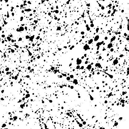 Ink splashes seamless pattern. Black and white spray texture. EPS10. The file contains transparency and does not contain effects.