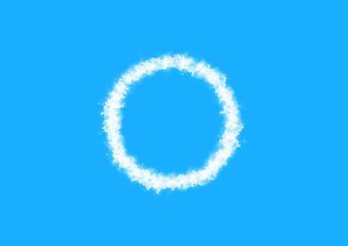 Circle of abstract clouds floating on a blue background