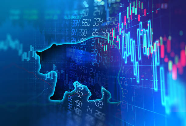 istock silhouette form of bear on technical financial graph 1225720277