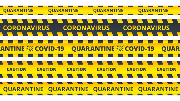 istock Yellow caution stripes. Quarantine coronavirus or COVID19 attention ribbons vector set 1225722240