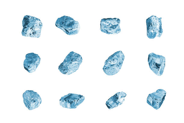 istock Blue gem stones white background isolated closeup, crushed ice cubes set, rough diamonds collection, raw brilliants texture, natural rocks nuggets, group of crystals, mineral samples, gemstone, jewel 1225722912