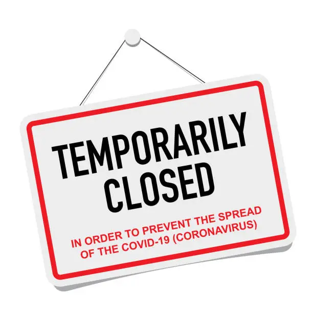 Vector illustration of Office temporarily closed sign of coronavirus news.