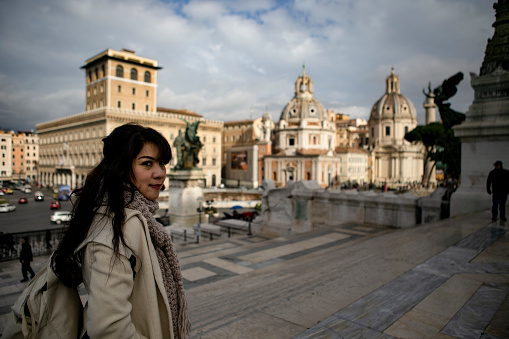young asian women taking vacation in Rome Italy