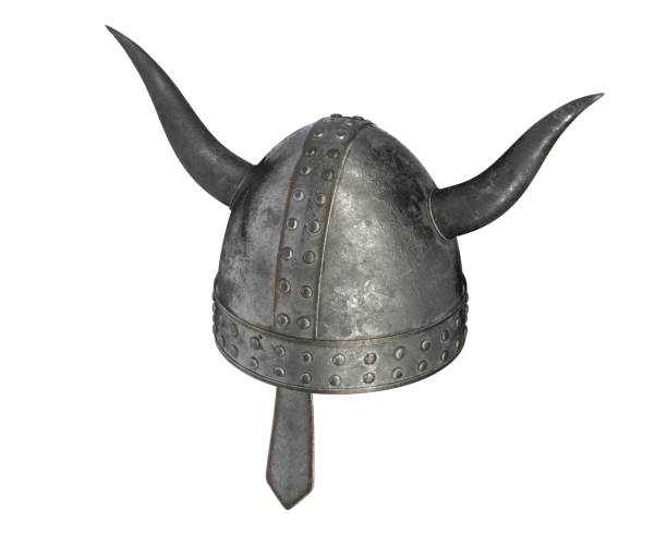 istock 3D render of medieval helmet with horns isolated on white 1225729077