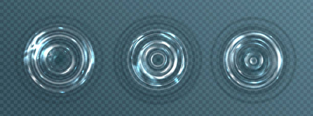 ilustraciones, imágenes clip art, dibujos animados e iconos de stock de efecto ondulación con ondas circulares en la superficie del agua - ripple concentric wave water