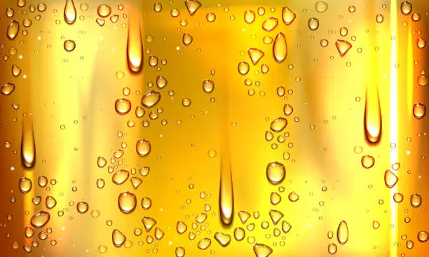 Vector illustration of Condensation water or beer droplets on glass.