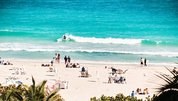 istock Beach day, Miami Beach. Surf is up. 1225729298