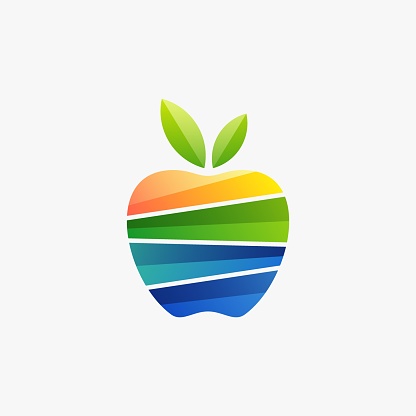 Vector Illustration Apple Gradient Colorful Style.