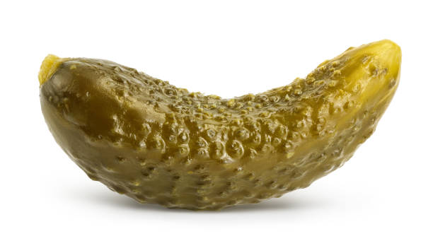 istock Marinated pickled cucumber isolated on white background with clipping path and full depth of field 1225733226