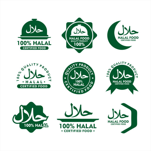 Badge Halal food vector design Badge Halal food vector design halal stock illustrations