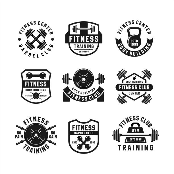 Fitness Club Body Building Logos Fitness Club Body Building Logos gym designs stock illustrations